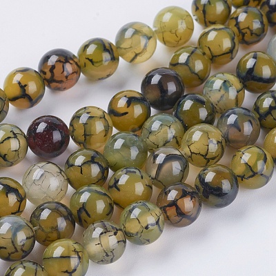 Natural Dragon Veins Agate Beads Strands X-G-G515-8mm-02B-1