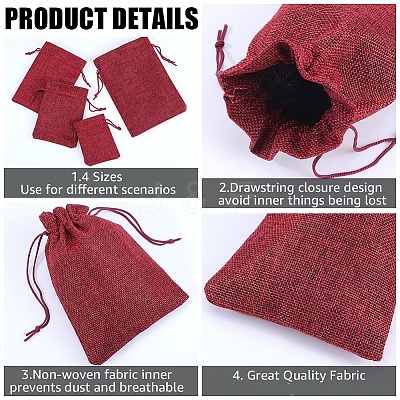 16Pcs 4 Styles Polyester Imitation Burlap Packing Pouches Drawstring Bags ABAG-BBC0001-01D-1