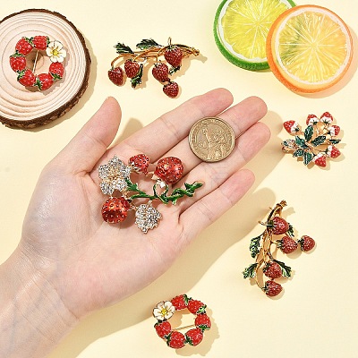 1Pc Alloy Fruit Brooches JEWB-YW0001-07-1