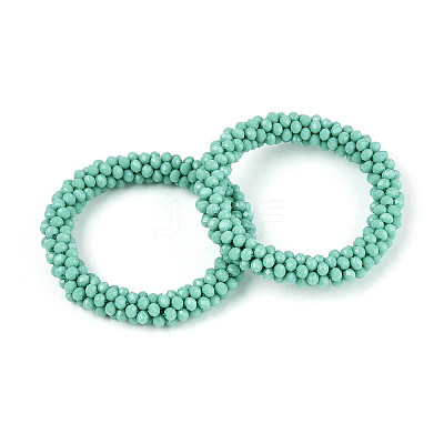 Faceted Opaque Glass Beads Stretch Bracelets BJEW-S144-002E-03-01-1