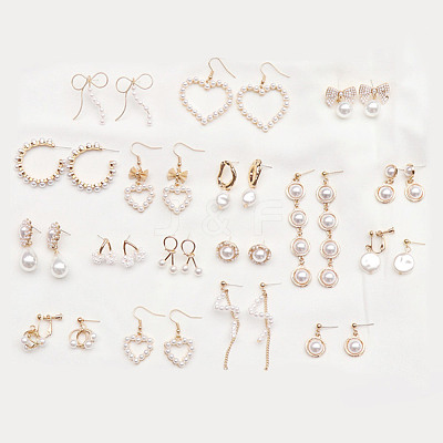180Pcs 5 Style Glass Imitation Pearl Beads GLAA-AR0001-64-1