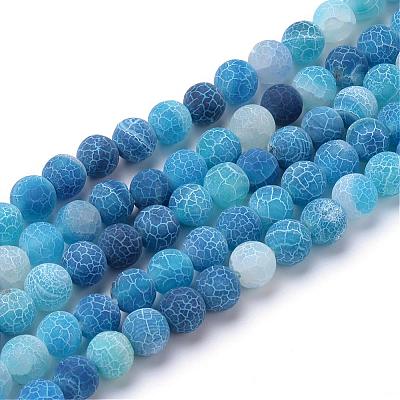 Natural & Dyed Crackle Agate Bead Strands G-T056-8mm-07-1