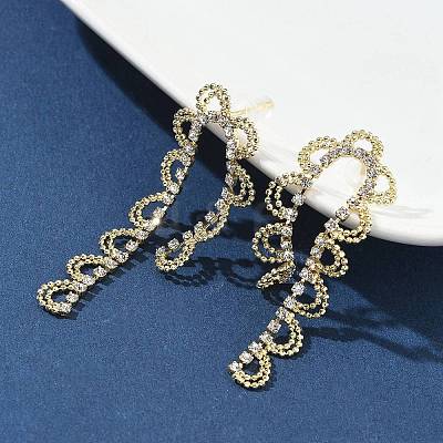 Brass Rhinestones Stud Earrings AJEW-D307-01G-1