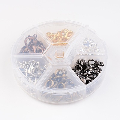 1 Box 120PCS 6 Colors Zinc Alloy Lobster Claw Clasps PALLOY-JP0003-NF-1