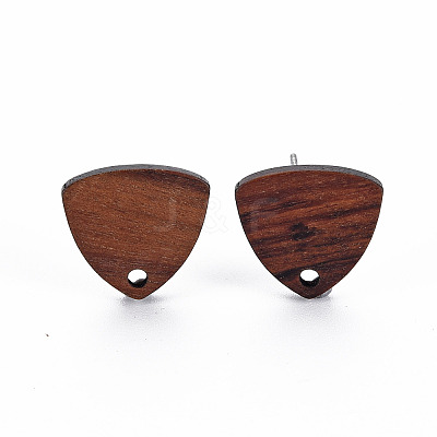 Walnut Wood Stud Earring Findings X-WOOD-S054-47-1