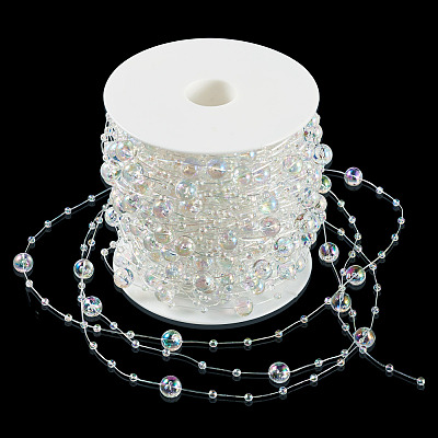 Acrylic Round Beaded Link Chains DIY-MB0007-001A-1