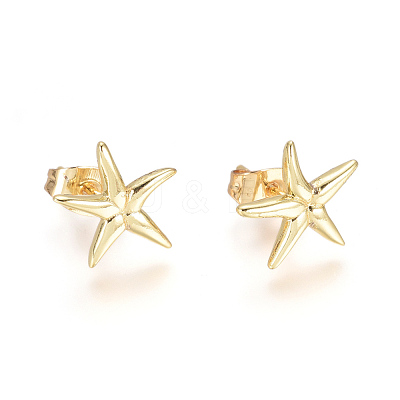 Brass Ear Studs EJEW-G273-01G-1