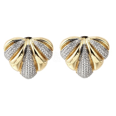 Brass Micro Pave Clear Cubic Zirconia Stud Earrings for Women EJEW-G430-02GP-1