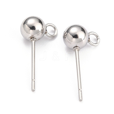 Non-Tarnish 304 Stainless Steel Ball Post Stud Earring Findings STAS-Z035-02P-E-1