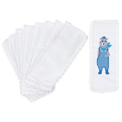 Polyester Lace Aida Cloth Bookmarks for Cross Stitch Making AJEW-WH0248-374-1