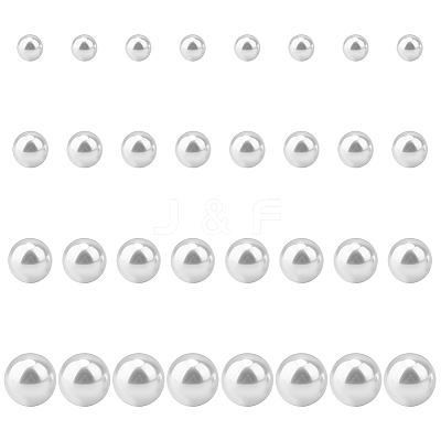 16 Pairs 4 Size Plastic Imitation Pearl Stud Earrings with Steel Iron Pins EJEW-AN0003-89-1