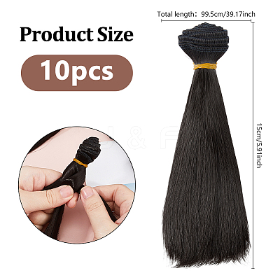 10Pcs Plastic Long Straight Hairstyle Doll Wig Hair DIY-DC0003-96B-1