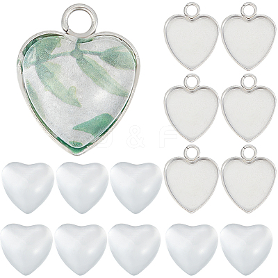DIY Blank Heart Dome Pendant Making Kit DIY-SC0023-02-1