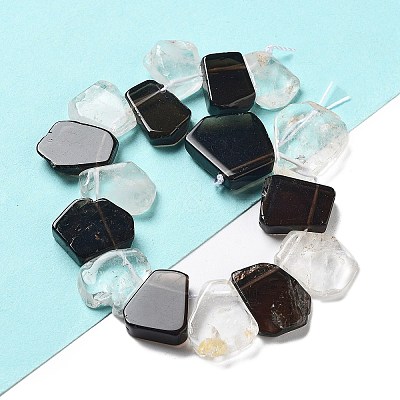 Natural Smoky Quartz and Crystal Quartz Beads Strands G-P528-K04-01-1