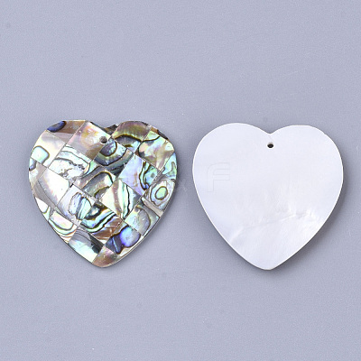 Single-Sided Natural Abalone Shell/Paua Shell Pendants SSHEL-N034-16-1