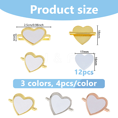 12 Bags 3 Colors Alloy Heat Transfer Watch Band Accessories FIND-DC0007-60B-1