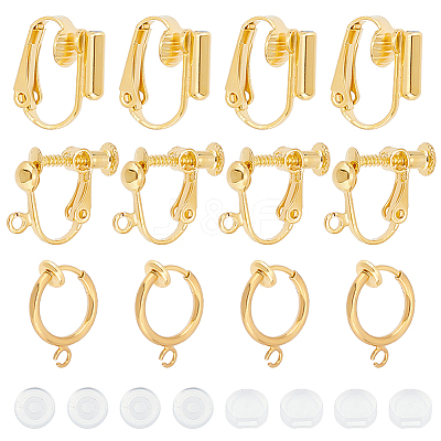 18Pcs 3 Style Brass Clip-on Earring Findings FIND-SC0003-96G-1