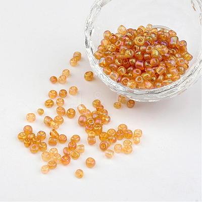 Transparent Rainbow Colours Round Glass Seed Beads X-SEED-A007-4mm-162B-1