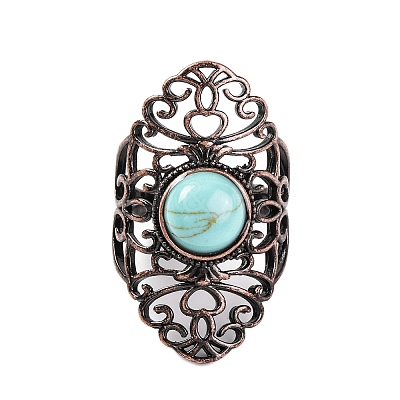 Synthetic Turquoise Retro Finger Rings RJEW-B067-02R-20-1