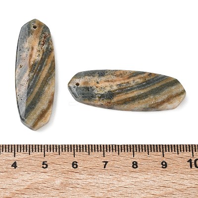 Natural Indian Green Line Jasper Pendants G-Z151-02B-1