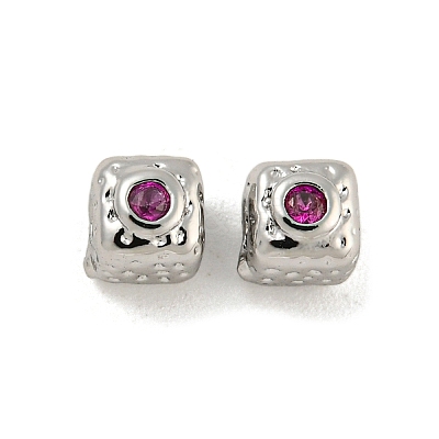 Brass Micro Pave Cubic Zirconia Beads KK-G490-18P-02-1