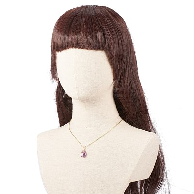 Natural Gemstone Teardrop Pendant Necklace NJEW-JN03900-1