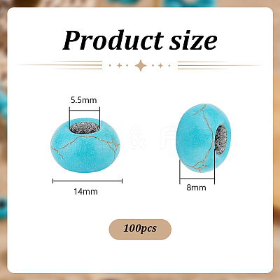 100Pcs Dyed Synthetic Turquoise European Beads SPDL-PH0001-03-1