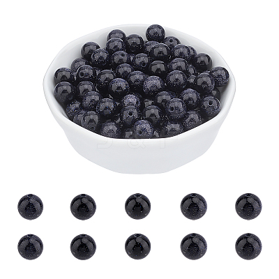 Synthetic Blue Goldstone Beads Strands G-AR0001-95-1