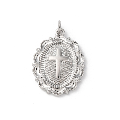 Brass Pendants with Jump Ring KK-V016-09P-1