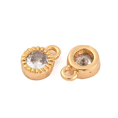 Brass Micro Pave Clear Cubic Zirconia Charms KK-Z066-03G-1