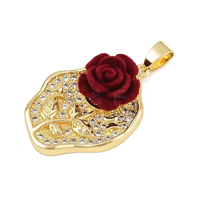 Brass Micro Pave Cubic Zirconia Pendants KK-P323-06G-02-1