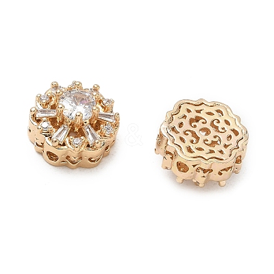 Brass Micro Pave Cubic Zirconia Beads CU-CBA3F77-04G-02-1