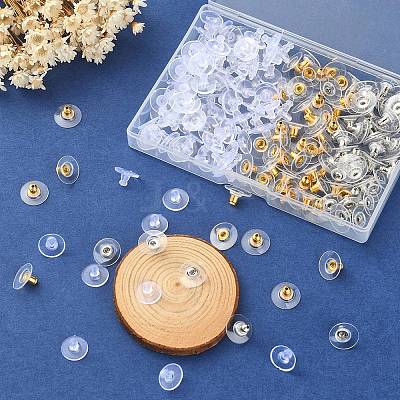 200Pcs 3 Style Brass & Plastic Ear Nuts KK-YW0001-65-1