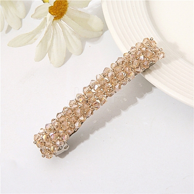 Glass Beaded Hair Barrettes PW-WG60883-07-1