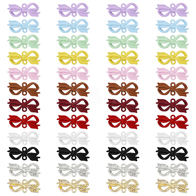 48Pcs 12 Colors Spray Painted Zinc Alloy Bowknot Connector Charms FIND-ME0003-85-1