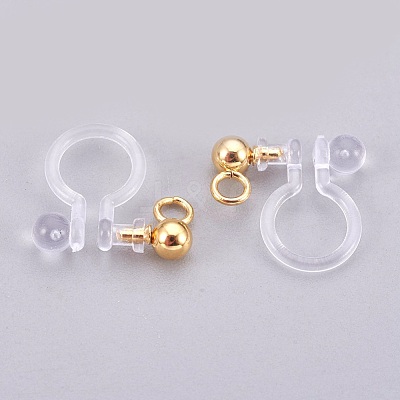 Stainless Steel Clip On Earring Findings X-STAS-P207-02G-1