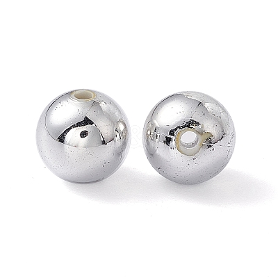 Silver Color Plated Acrylic Round Spacer Beads PACR-MSMC001-06-1