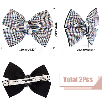 2Pcs Bowknot Rhinestone Hair Barrettes PHAR-HS0001-05-1