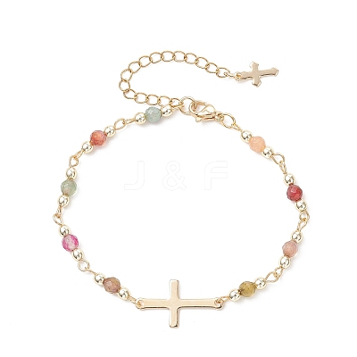 304 Stainless Steel Tiny Cross Link Bracelets BJEW-JB13244-02-1