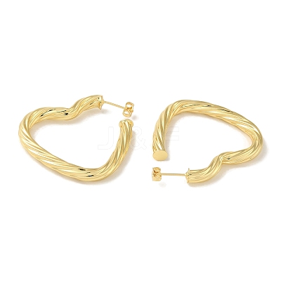 Rack Plating Twist Heart Brass Stud Earrings for Women EJEW-P272-03A-G-1