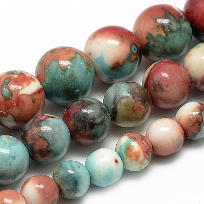 Synthetic Ocean White Jade Beads Strands G-S254-6mm-C07-1