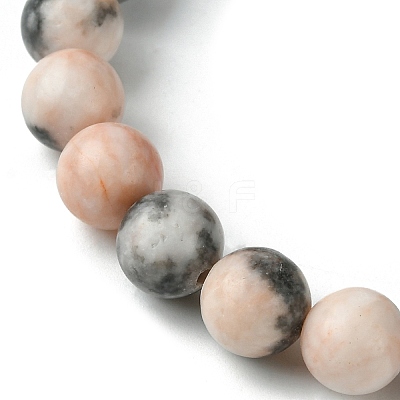 Natural Pink Zebra Jasper & Synthetic Turquoise Cross Beaded Stretch Bracelet BJEW-JB09791-1