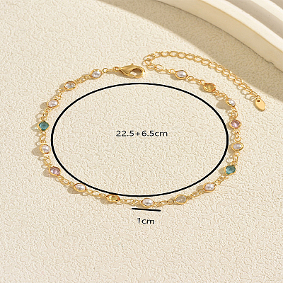 Beach Brass Plastic Flat Round Link Chain Anklets for Summer Casual and Vacation Wear MT7934-1