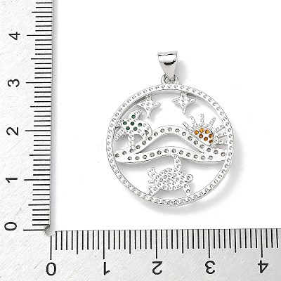 Brass Micro Pave Cubic Zirconia Pendants KK-P330-07B-P-1
