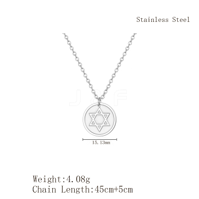 Stylish 304 Stainless Steel Star of David Pendant Necklace for Women's Daily Wear NW9851-2-1
