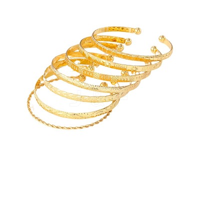 7Pcs 7 Styles Alloy Cuff Bangle Set for Women WG7D095-01-1