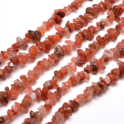 Natural South Red Agate Chip Bead Strands G-M205-49-1