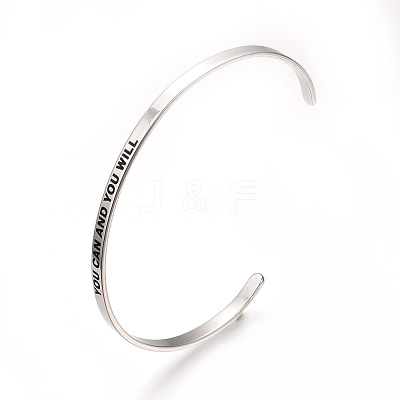 Tarnish Resistant 201 Stainless Steel Cuff Bangles BJEW-Q685-08-1