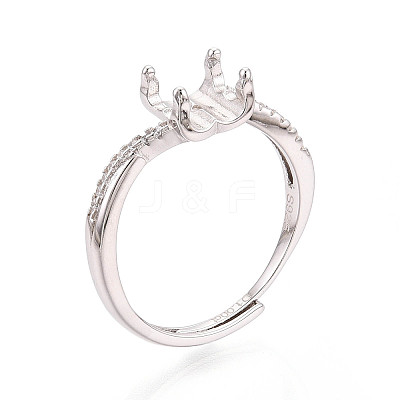 Rhodium Plated 925 Sterling Silver Micro Pave Cubic Zirconia Engagement Solitaire Ring Settings STER-N016-75P-1