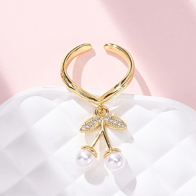 Brass Micro Pave Cubic Zirconia Open Cuff Rings for Women RJEW-U057-18G-02-1
